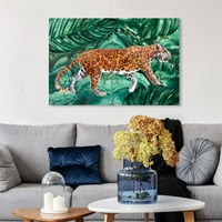 Wynwood Studio 'Cougar Jungle' állatok fal art vászon nyomtatás - narancs, zöld, 30 20