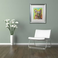 Védjegy Képzőművészet French Bulldog III Canvas Art, Dean Russo, fehér matt, ezüst keret