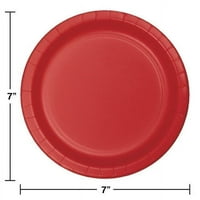 Klasszikus piros kerek papír desszertlemezek számítanak a vendégeknek