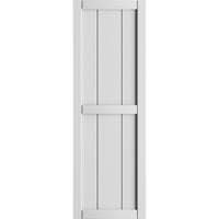 Ekena Millwork 1 8 W 100 H True Fit PVC, Három tábla keretes tábla-N-Batten redőnyök, fehér
