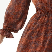 Scoop női nyomtatott hosszú ujjú ruha tégla mozaik nyomtatásban
